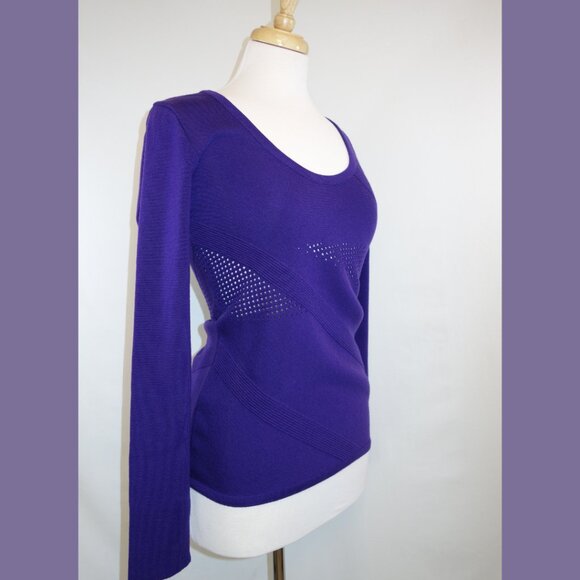 Versace Purple Scoop Neck Wool Sweater - Size 42 - Picture 7 of 13
